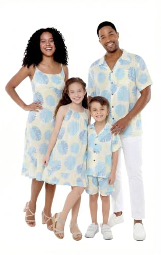 Image of Hawaii Hangover Family Matching Hawaiian Clothes, Pacific Palm Cream | Family matching Hawaiian outfits, Pacific Palm Cream, lightweight rayon, machine washable, tropical leaf print, luaus