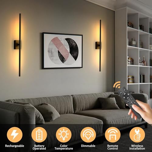 Apliques pared USB recargable interior con luz regulable negra 4