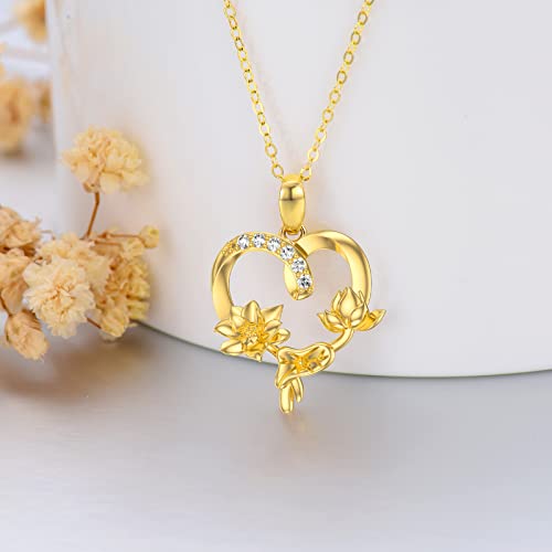14k Gold Flower Necklace for Women, Rose Flower Pendant Birth Flower Necklace Birthday Mothers Day Gift for Mother Wife Girlfriend 16+2 inch4