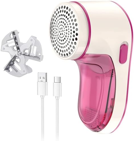 CONOPU Rasoir Anti-Bouloche Électrique Rechargeable USB-C – 12 Lames Double Tête, Bleu Clair + 2 Lames Offertes écouteur Bluetooth