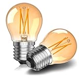Lamptobe E27 Golf Ball Bulb 4W Dimmable Mini Screw Light Bulb, 40W Equivalent, 2700K Warm White, 380LM, Amber LED E27 Screw Bulb for Home Ceiling Chandelier Energy Saving Light Bulbs, 2-Pack - Image 1