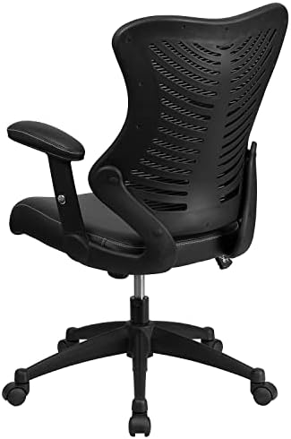 Flash Furniture Kale High Back Designer Black Mesh Executive Swivel Ergonomic Office Chair with LeatherSoft Seat and Adjustable Arms - Thumbnail 4