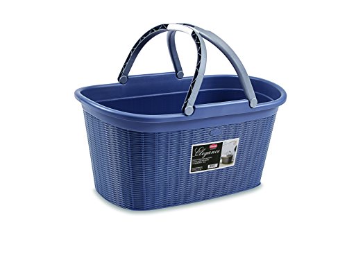 Stefanplast Eleganz Wäschekorb mit Griffen, Navy blau, 38 x 58 x 29,5 cm