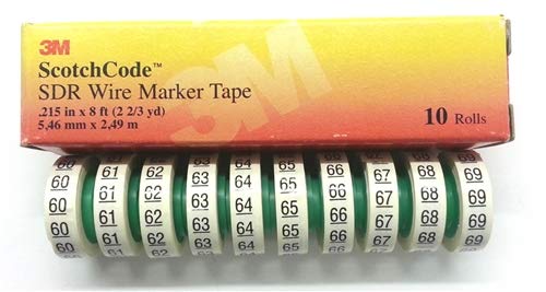 3M (SDR-60-69) Wire Marker Tape Numbers 60-69