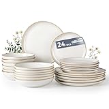 GBHOME Keramik-Geschirrsets, handgefertigtes Teller- und Schüsselset mit reaktiver Glasur, äußerst splitter- und rissfest, spülmaschinen- und mikrowellengeeignetes Geschirrset, Service für 6 Personen