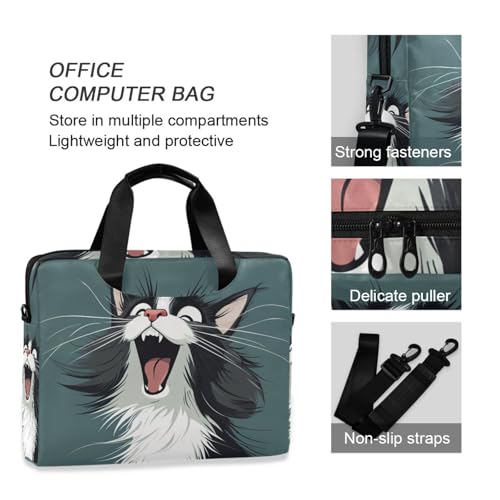 Maletín para laptop 15.6'' con diseño de gato y asas miniatura 6