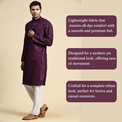 Image of Pro-Ethic Style Developer Mens Indian Traditional Cotton Kurta Sets, Men Kurta Set Indian Wedding Dress (A-117)