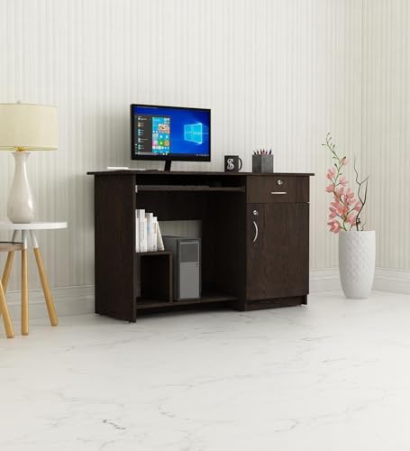 Image of Classy Study & Home Office Computer Desk | Engineered Wood | Straight Design | Dark Wenge Finish | Durable & Easy Knock-Down Assembly