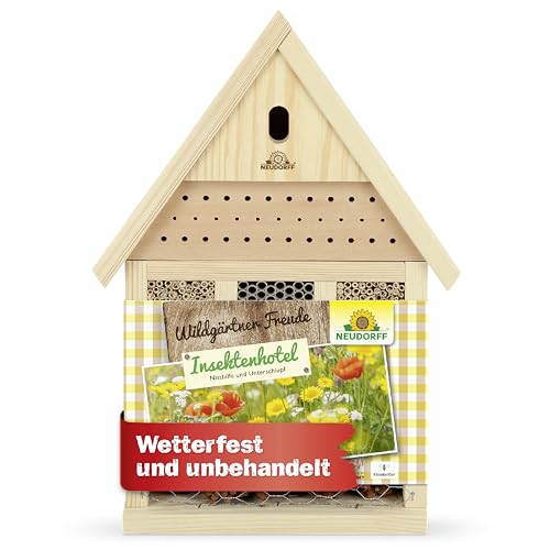 Neudorff Wildgärtner Freude Insektenhotel Handgefertigte und unbehandelte Nisthilfe für Insekten wie Wildbienen Marienkäfer und Florfliegen 1 Stück