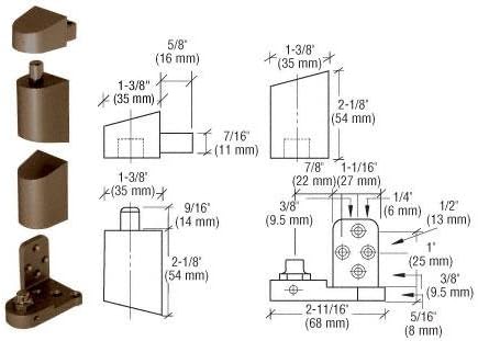 CRL Dark Bronze Offset Right Hand Pivot Set Flush With Frame Face