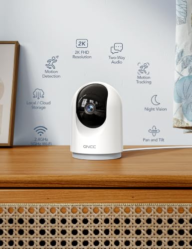 Miniatura 2 de Gncc Camara Vigilancia Wifi Interior 360 Ptz 2k Cámara Vigilancia Interior Con Seguimiento, Para Adecuado Para Bebés Mascotas Familia, Detección De Ia, Audio Bidireccional, Visión Nocturna, 2,4ghz