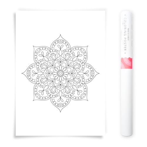 Poster de coloriage mandala 50x70 cm pour une décoration murale salon DIY élégante
