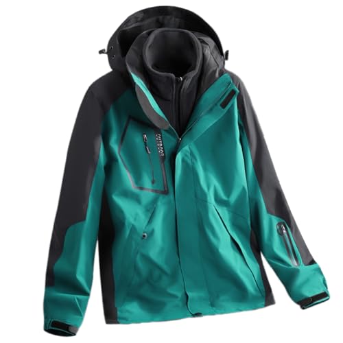 Cicilin Chaqueta Impermeable 3 en 1 para Hombre, Verde, M