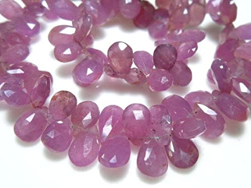 Briolettes de saphir rose naturel AAA de 83 carats, fil de pierres précieuses poires haut de gamme