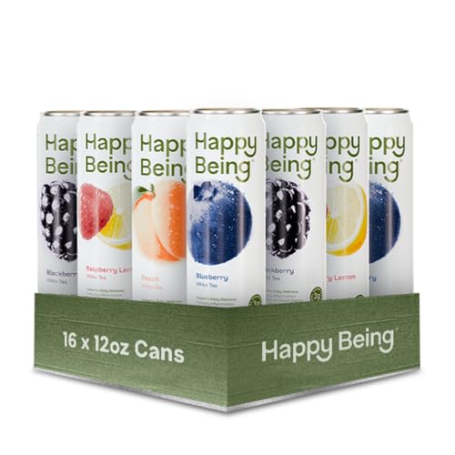 Happy Being White Tea Variety Pack – Blueberry, Blackberry, Peach, Raspberry Lemon, Antioxidant &...