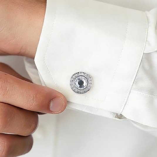 Mancornas de Cristal para Hombre, Accesorio para Traje Negro y Camisa Blanca miniatura 4