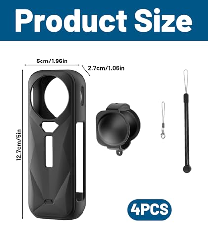 Image of 4 Pcs Insta 360 X5 Essential Bundle, Insta 360 X5 Case, Lens Guard and Silicone Cover, Compatible with Insta 360 X5 Camera for Adventure Travel and Vlogging