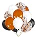 30Pcs Orange & Black & White Latex Balloons and 12Pcs Orange & Black Confetti Balloons for Halloween Party Decoration