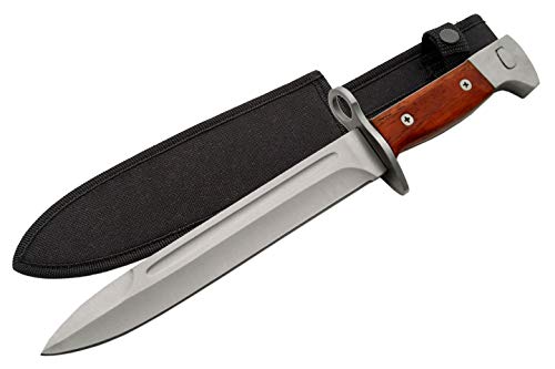 SZCO Military Style Bayonet Hunting Knife 12 Inch - Camping Knife with Wooden Handle Stainless Steel Blade - Pocket Knife for Hiking Camping & Outdoor Uses - Knives for Men