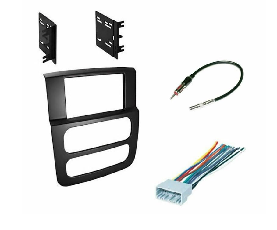 Kit de instalación de radio estéreo de coche doble DIN para Dodge RAM 2002 2003 2004 2005 (kit de tablero + arnés de cableado + adaptador de antena) disponible en Yaxa Venezuela