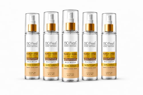 Image of BIOFRESH Korean Glass Skin Rice Water Toner with Niacinamide - Brightening, Hydrating & Pore Refining Face Toner for Glowing, Smooth & Radiant Skin - Paraben-Free, All Skin Types, (Pack of 5)