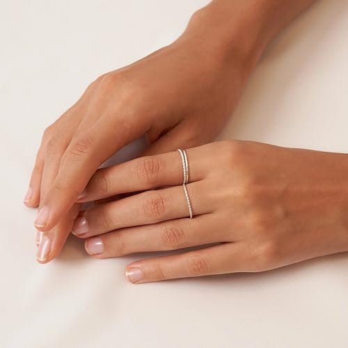 TLY Stackable Rings for Women Non Tarnish 18K Gold Silver Plated Dainty Stacking Rings Set Thumb Thin Cute Knuckle Pinky Finger Ring Promise Engagement Wedding Band Rings Size 5 6 7 8 9 10 Trendy Valentines Day Jewelry gifts for Women by TLY - Image 3