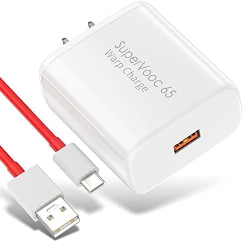 65W for Oneplus 9 Pro Charger, Wall Warp Charger SuperVooc for Oneplus 11 10 Pro 9R 9RT 8T 8 7T 7 6 6T 5T Nord N20 SE N300 CE 2 Lite 2T 10R N100 N200 30W One Plus Dash Charge 6.6ft USB-A to C Cord