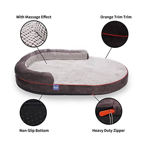 Laifug Memory Foam Oval Dog Bed (54X36X9Inch, Brown), Orthopedic Dog Bed For X-Large Dogs With Durable Waterproof Liner & Removable Washable Cover & Nonskid Bottom #TOP3