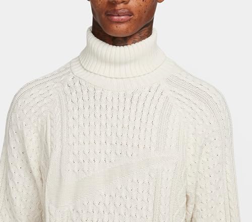 Nike Life Men's Cable Knit Turtleneck Sweater Size Medium, Light Bone2