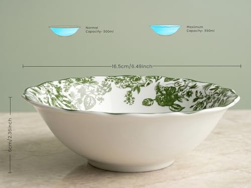 Image of Bodhi House 2-Piece Green Leaf White Porcelain Serving Bowl Set | Lightweight, Chip Resistant, | Microwave & Dishwasher Safe | Elegant Tableware for Home Dining, Parties, Serving & Gifting Use