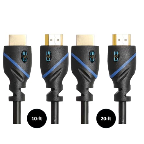 C & E Gold Plated 4K HDMI to HDMI Cable | COMBO PACK [ 10-Ft | 20-Ft ] HDMI 2.0 - High Speed Data Upto 18Gbps