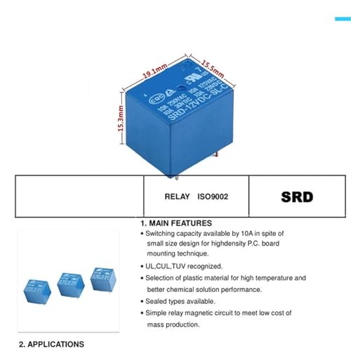 Relais SRD-05VDC-SL 4Pin à commutation stable et haute isolation - 5