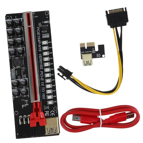 Mikikit 1set Pcie Riser to Gpu Extension Cable for Mining Features Connectors Solid Capacitors Power Supply Easy Installation Compatible Graphics Cards