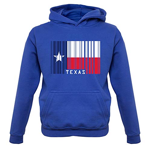 Dressdown Texas Barcode Style Flag - Childrens/Kids Pullover Hoodie - Royal Blue - L (7-8 Years)