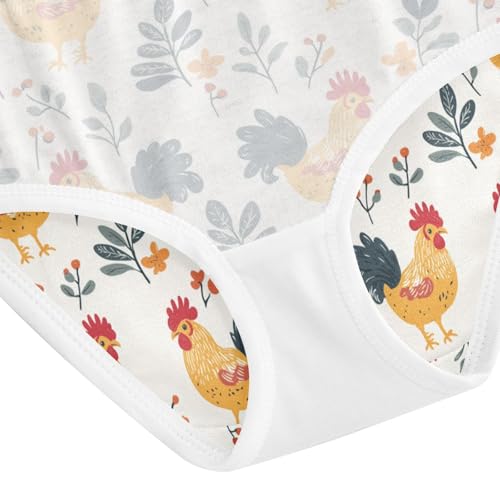 ZZKKO Country Rooster Farmhouse Girls Underwear Toddler Panties for Girls Comfort Brief Size 2-8T4