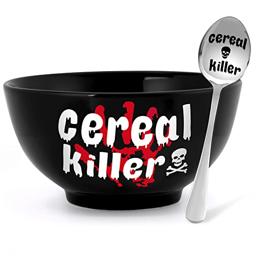 Nefelibata Black Cereal Killer Bowl and Spoon Set Christmas Man‘s Birthday Father's Day Retirement...