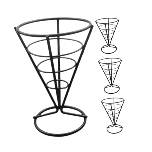 STOBAZA 4pcs Cone Basket for Appetizers Metal Wire Fry Serving Stand for Snacks for Restaurants Parties and Picnics Sturdy and Easy to Use Display for Fried Foods
