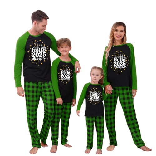 Family Christmas Pajamas Matching Sets Happy New Year 2025 Tops+Pants Two Piece Pjs Cute Sleepwear Merry Xmas Outfit