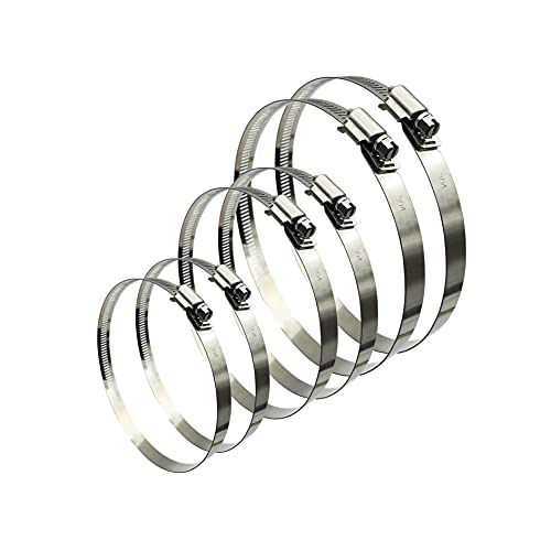 Image of 6 Pieces Adjustable 304 Stainless Steel Worm Gear Hose Clamps Water Pipe Clamps Assortment Kit Duct Clamps Pipe Clamp Worm Drive Hose Clamps (4 inch 5 inch 6 inch)