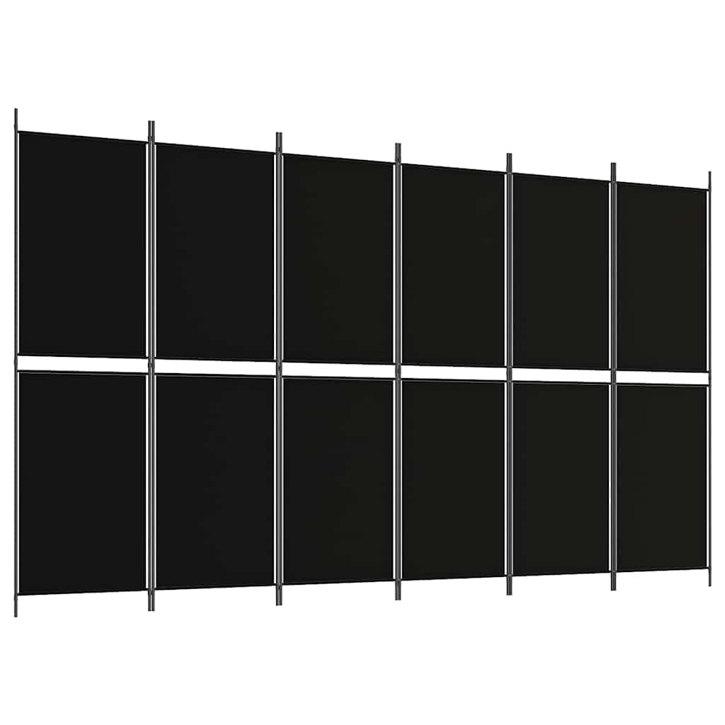Parawan z 6 panelami 300 x 180 cm materiał czarny