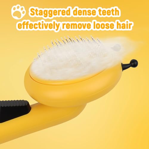 Image of Kyakya Bee-Shaped Self-Cleaning Cat Brush for Shedding - One-Click Hair Removal & Soft Massage Grooming Brush, Washable Deshedding Tool for Cats & Dogs, Suitable for All Coat Types, Yellow