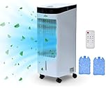 ELEX Portable Powerful Digital Evaporative Air Cooler AC Fan With Remote Control, 4L Tank & 2 Ice Boxes - With Anti Dust Filter - 3 Speed Settings - 120° Oscillating Swing Function 7.5 Hour Time