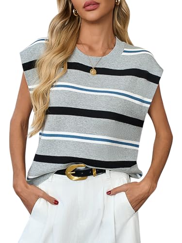 Image of GREAIDEA Womens Sleeveless Sweater Vest Crewneck Cap Sleeve Knit Tops Trendy 2026 Summer Spring Business Casual Shirts