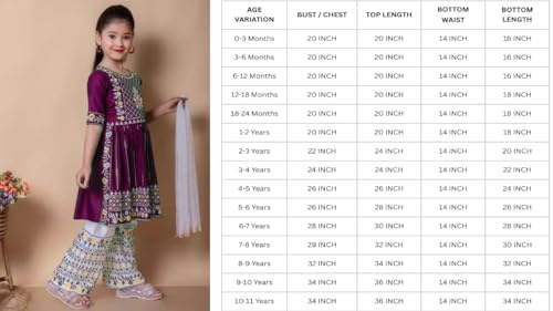 Image of Girls Traditional Embroidered Kurta Palazzo Set, Green and White, Floral Design, Half Sleeves
