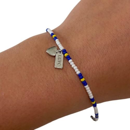 Beadlet Leeds United Football Club Fan Beaded Bracelet With Tag & Heart Charm