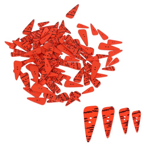 Fayelume 100PCS Carrot Noses Buttons 4 Sizes 3515mm 3012mm 2510mm 218mm DIY Wooden Snowman Noses Button with 2 Holes Carrot Buttons for Craft Decoration