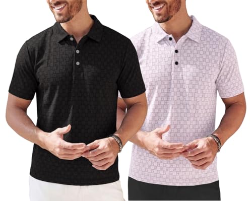 Image of TAGDO Men's Cotton Premium Casual Jacquard Fabric Polo T Shirt for Man | Collar | Half Sleeve | Comfortable Fit with Modern Style | Trendy Look (2067)