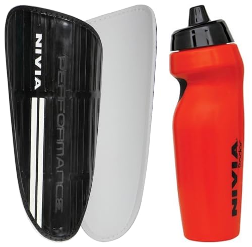 Image of Nivia Radar Sippers Bottle for Sports Cycling, 625ml (Red) 767 Polypropylene Performance Shin Guard, Set of 2 (Large, Black)