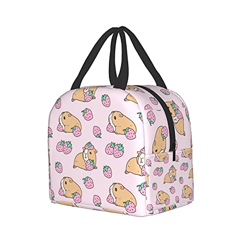Carati Insulated Lunch Bag Women, Reusable Cute Tote Lunch Box For Men, Leakproof Cooler Lunch Bags For Work Office Travel Picnic, Pink Guinea Pig And Strawberry #TOP1