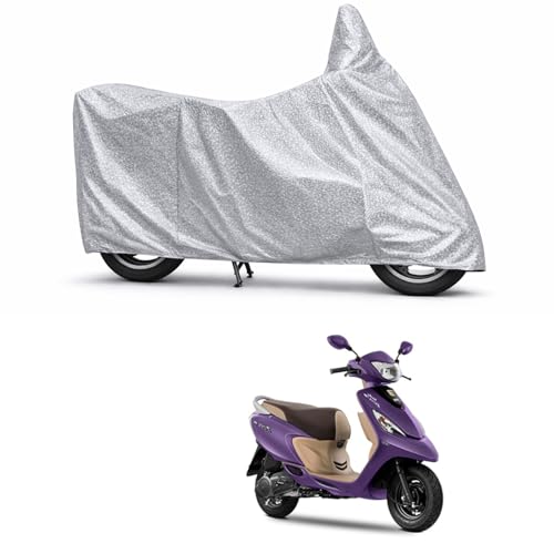 Image of 100% Waterproof Two Wheeler Body Cover Multi Layered Fabric Designed for TVS Zest110 | Belt Buckle Lock | Silver Mag